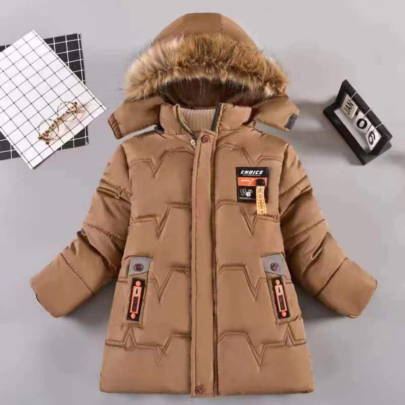 Boys' Winter Jacket – Thick Insulated Coat With Detachable Hood (3-8 Years, Black/Bronze/Navy/Gray)_voghion.com