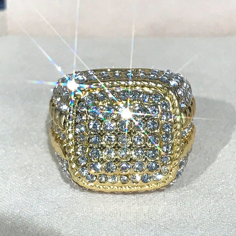 Heiße Verkäufe Huitan Trendy Hip Hop Rock Männer Ring für Party Licht Gold Farbe Voll Bling Iced Out Cubic Micro Pave CZ Ringe Geschenk_voghion.com