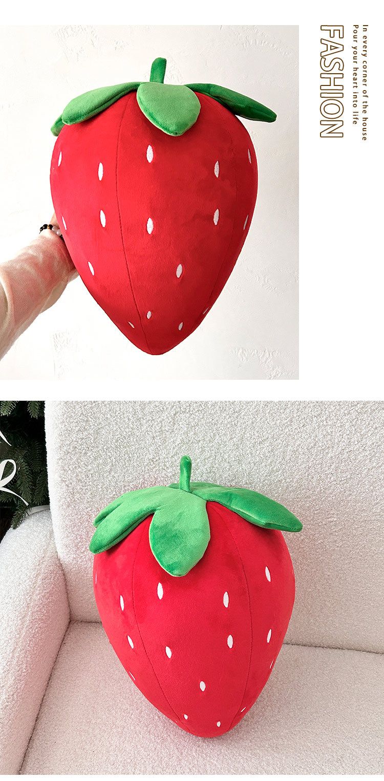 Realistisches Erdbeer-Plüschkissen – weiches Obstkissen für Kinder/Bett/Sofa (süßes und kuscheliges Geschenk für Mädchen)_voghion.com