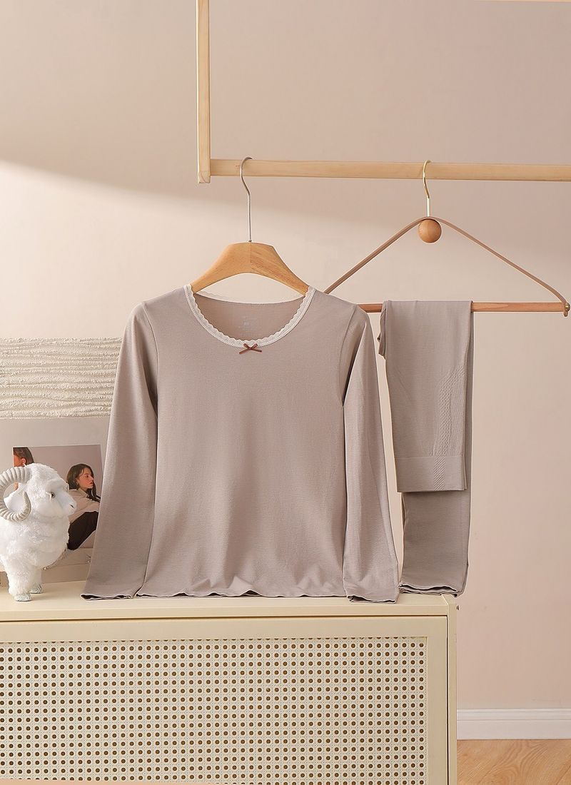 Maschinenwaschbares, nahtloses, körperformendes Thermounterwäsche-Set aus Wolle | Slim Fit-Langunterhose aus Merinowolle für Herbst und Winter_voghion.com