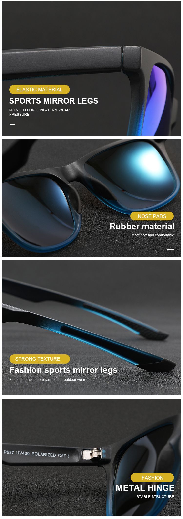 Προσαρμοσμένη μάρκα Sports Polarized Ανδρικά για Άντρες Γυναικεία ποδηλατικά γυαλιά ηλίου UV400_voghion.com