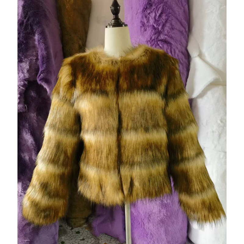 Women's fur coat raccoon fur splicing artificial fur_voghion.com
