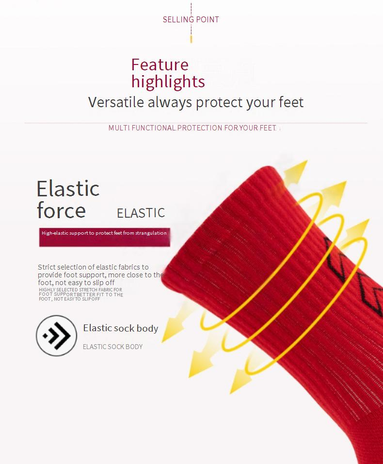 Calzini da uomo con freccia e puntini, calzini sportivi antiscivolo, calze spesse con fondo in asciugamano, calzini da allenamento_voghion.com