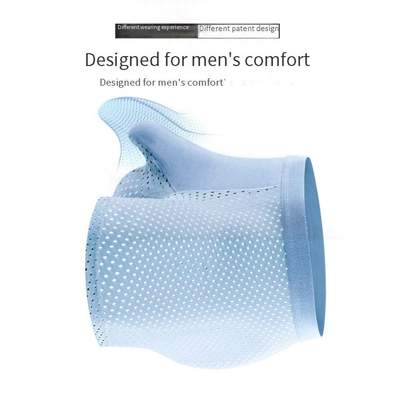 Men's Underwear Ice Silk Mesh Breathable Boxer Briefs Double Warehouse Gun Egg Scrotum Support Bag Pants_voghion.com