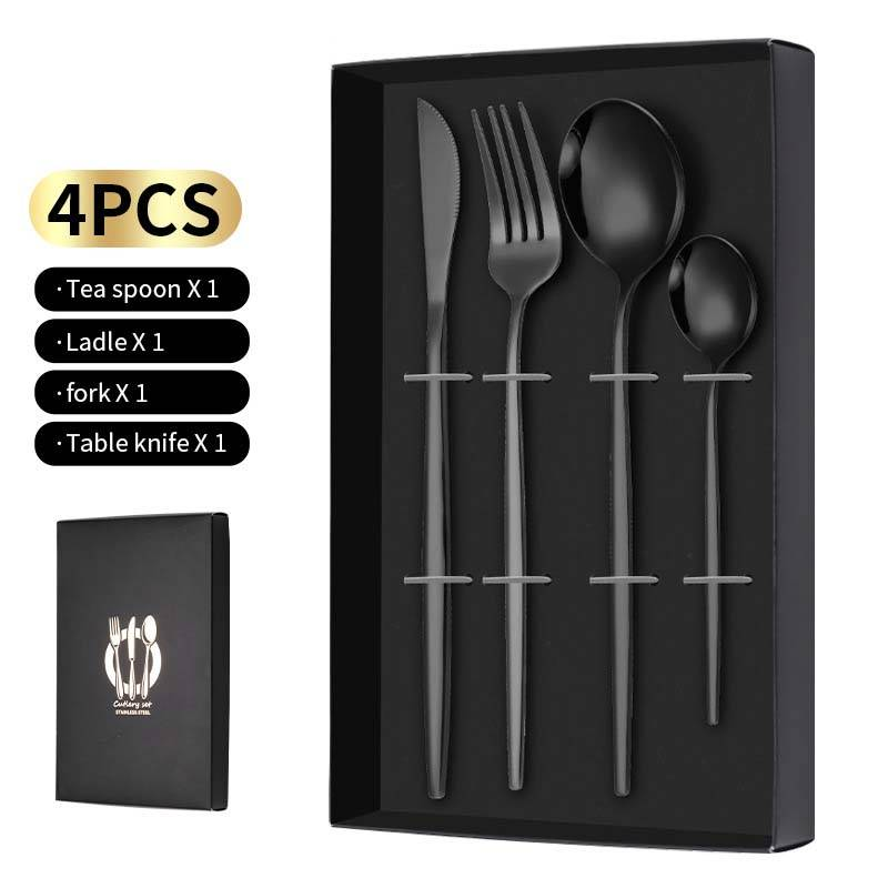 Ménagère 4 pièces en acier inoxydable de qualité supérieure : couteau, fourchette et cuillère plaqués or pour steak, dîner et cadeaux_voghion.com