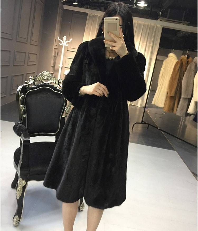 Cappotto lungo in pelliccia sintetica da donna, vestibilità slim, caldo e invernale, in velluto di visone di lusso_voghion.com
