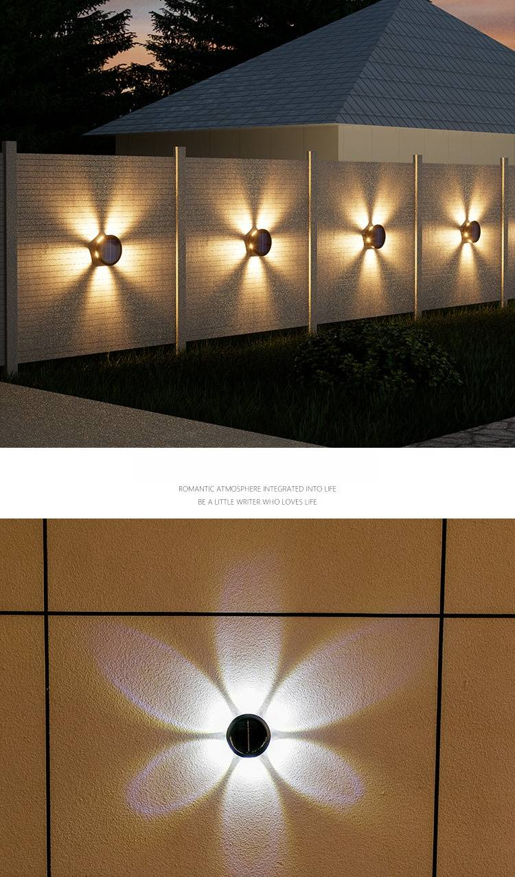 Solar-Wandleuchte für den Außenbereich, Gartendekoration, LED-Solarleuchte für Terrasse, Hof, Weg, wasserdicht IP65, Warmweiß/Kaltweiß_voghion.com