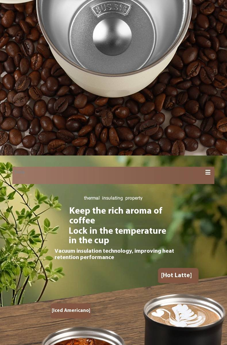 Copo de café moderno e minimalista – Caneca de viagem de aço inoxidável de 320 ml com pega confortável, tampa à prova de vazamentos para bebidas quentes e frias, escritório_voghion.com