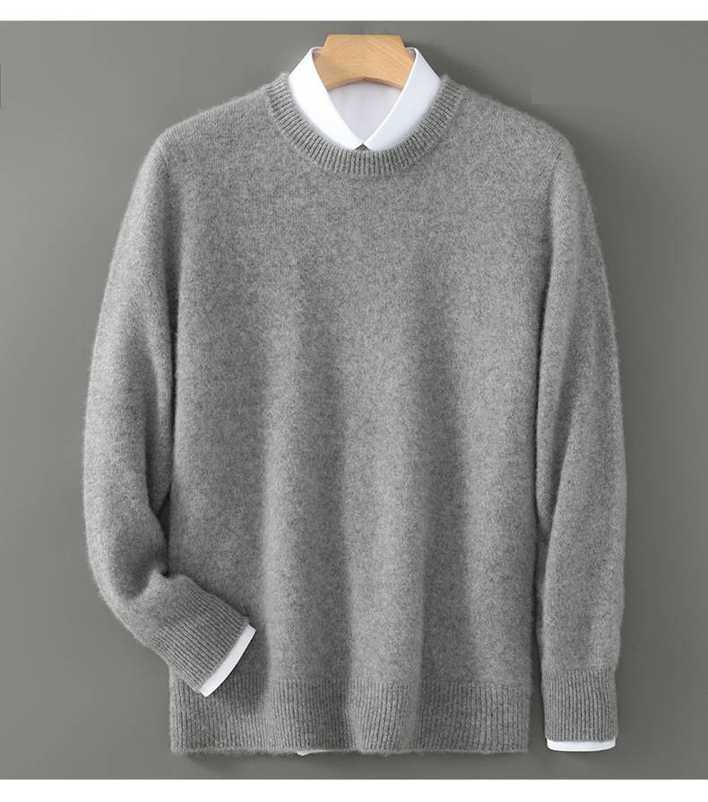 Herrenbekleidung Herrenpullover aus 100 % Wolle, weicher und atmungsaktiver Strickpullover, Rundhals- und Stehkragenoptionen, warme Freizeitkleidung für den Winter, klassische Volltonfarben_voghion.com