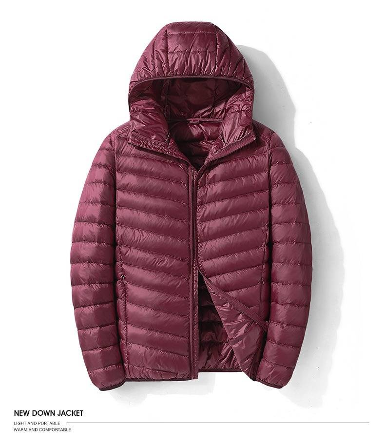 Piumino leggero con cappuccio da uomo e da donna, corto e imbottito per uno stile urbano, casual e versatile._voghion.com