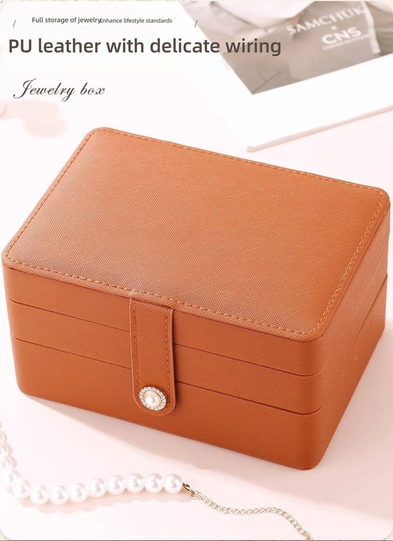 Coffret à bijoux de luxe – Rangement multicouche en similicuir avec miroir pour boucles d'oreilles, colliers et bagues (doublure en velours élégante, design à 3 niveaux)_voghion.com