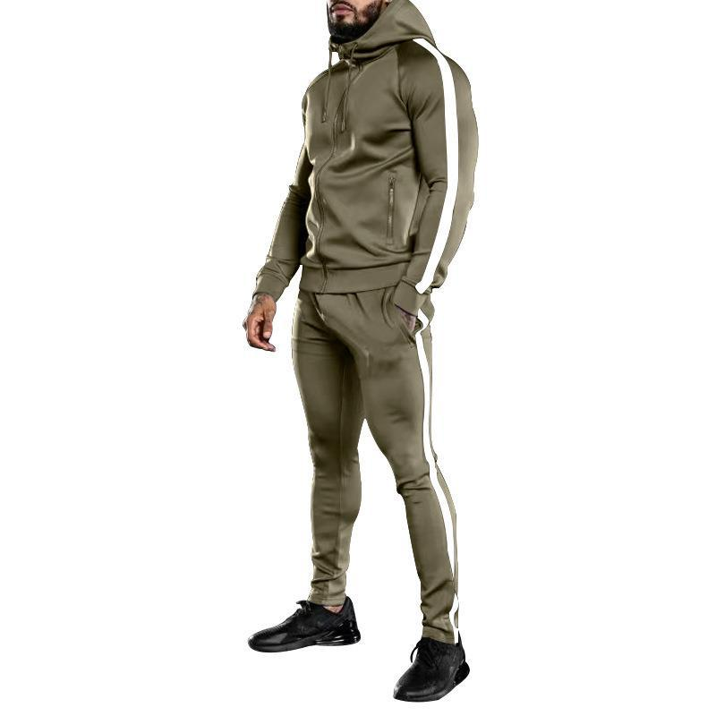 Automne et hiver nouveau grand à capuche hommes décontracté course Fitness sport deux pièces ensemble_voghion.com