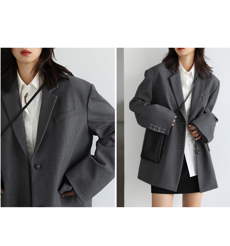 CHICVEN Donna Office Lady Blazer Polsino Ricamo Spalla Larga Abito in Twill Capispalla Donna Autunno Capispalla Elegante Top_voghion.com