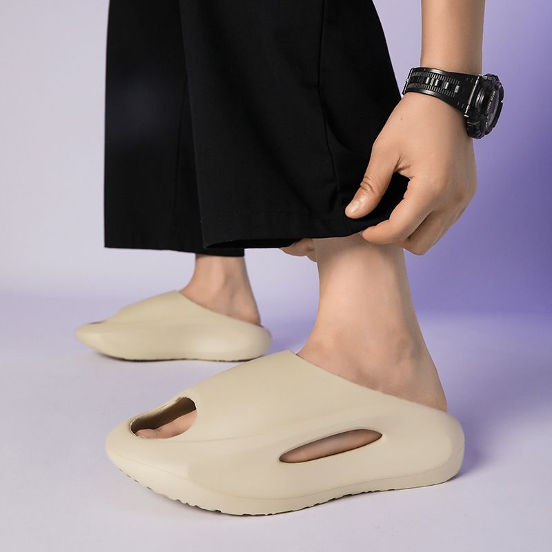 Chaussons une pièce pour homme, motif bouche de poisson, avec semelle épaisse et douce qui améliore la sensation de marcher sur des excréments. Extérieur et maison_voghion.com