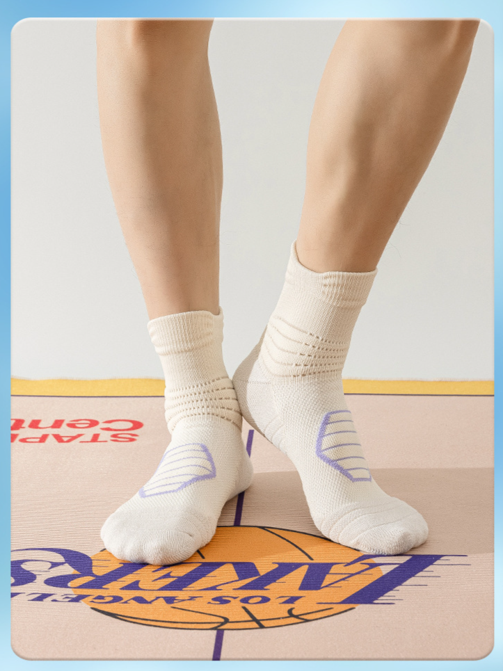 Pallone da basket professionale per uomo, a metà polpaccio, spesso, assorbimento degli urti d'élite, allenamento, antiscivolo, fondo in asciugamano,_voghion.com