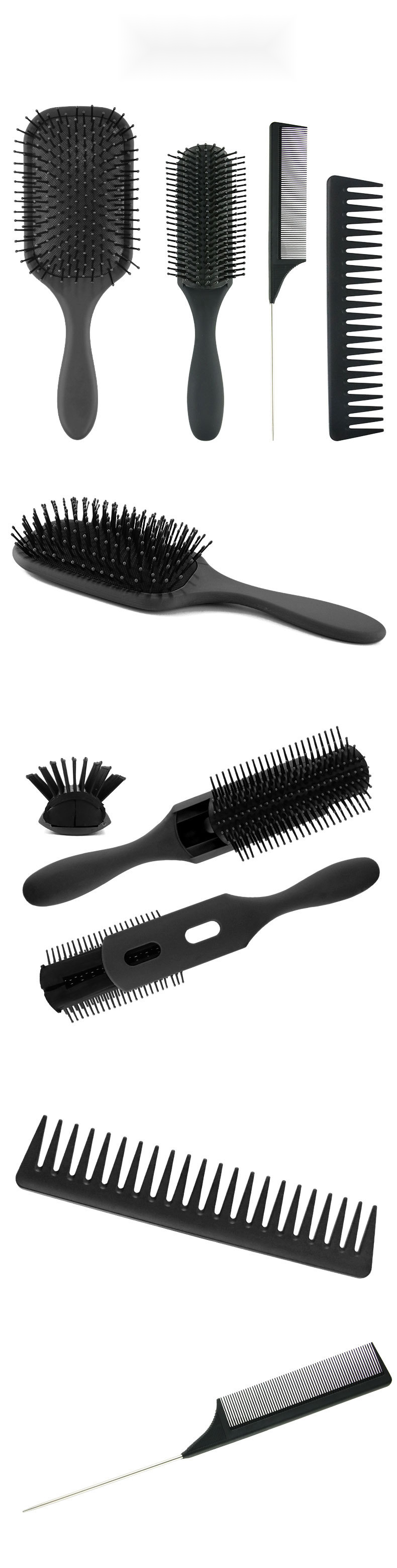 Nieuwe vierdelige luchtkussenmassage negen rijen brede tanden puntige staart gladde haarstylingkam, schoonheidskam_voghion.com