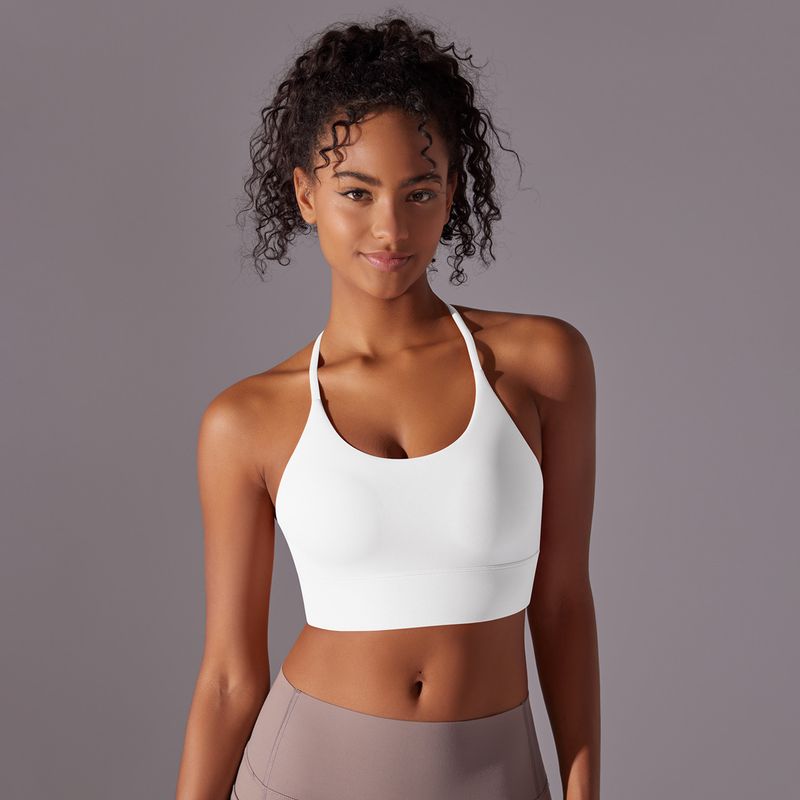 New Style Brushed Double-Sided Nylon Solid Color Cross-Back Bra For Running, Fitness, Yoga, And Women's Sports Underwear_voghion.com