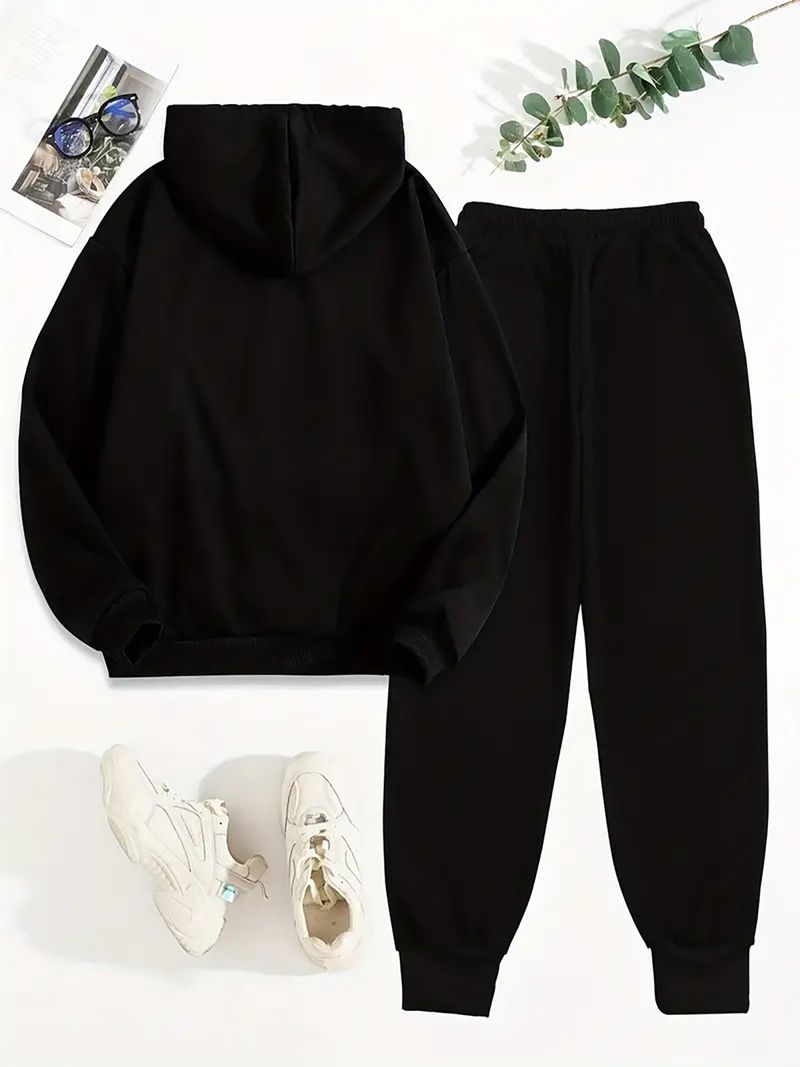 Women's Fleece-Lined Hooded Sweatshirt, Trendy Pullover With Printed Design, Cozy & Stylish For Fall/Winter (Black/Gray/Beige/Orange)_voghion.com