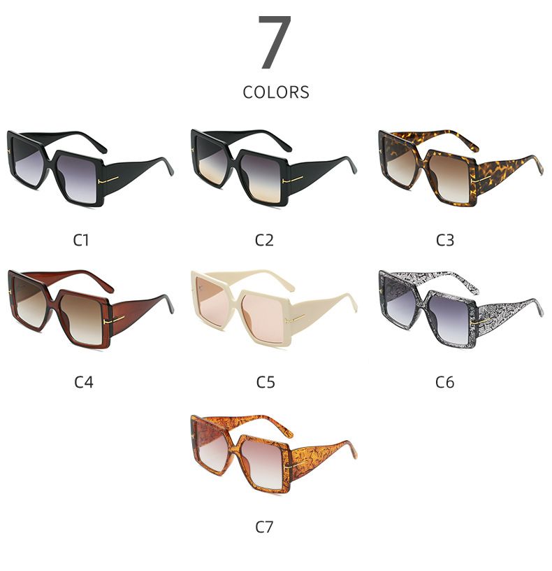 Gafas de sol para hombre y mujer Gafas de sol cuadradas de montura grande con protección UV y palabra en T Gafas de sol de moda para hombre y mujer Gafas de sol_voghion.com