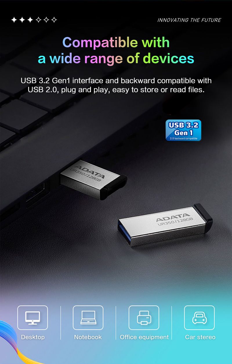 ADATUR350 USB3.2 Flash Drive 32GB 64GB 128GB 256GB Metal U Pen Drive Read Speed Up To 100MB/s Memory USB Stick_voghion.com
