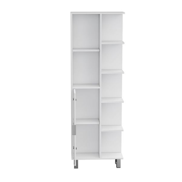 Mott 63' H Linen Bathroom Cabinet With Seven Open Shelves, One Drawer And Four Legs,White_voghion.com