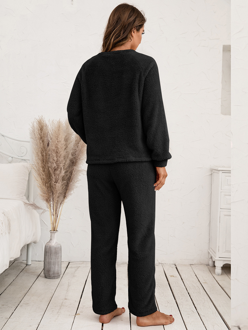 Women's solid color plus size thick winter clothing warm hooded pajamas outside the home wear_voghion.com