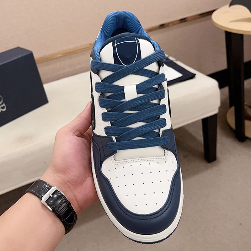 2024 Nuove scarpe sportive per il tempo libero D Family Couple B57 con suola spessa in vera pelle con lacci e blocchi di colore, per uomo e donna_voghion.com