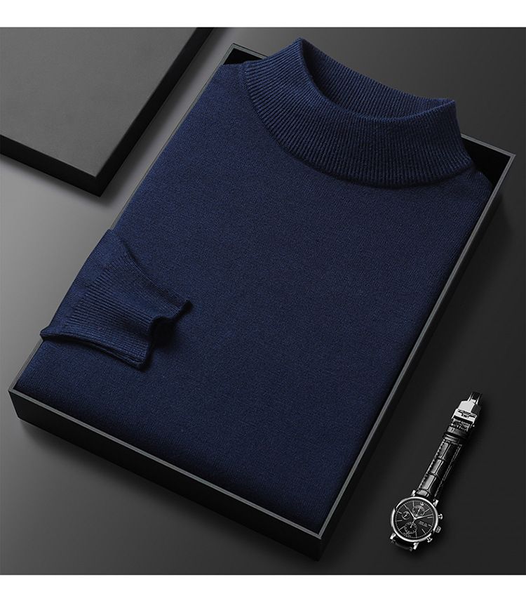 Maglione semi-dolcevita da uomo – Pullover invernale in maglia slim fit (48% viscosa/52% acrilico, 12 colori resistenti alla luce, orlo a coste, versatilità dall'ufficio al bar)_voghion.com