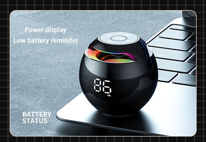 G90 Runder Ball Bluetooth Wecker Tragbarer Mini-Subwoofer Kartenradio Kleiner Lautsprecher_voghion.com