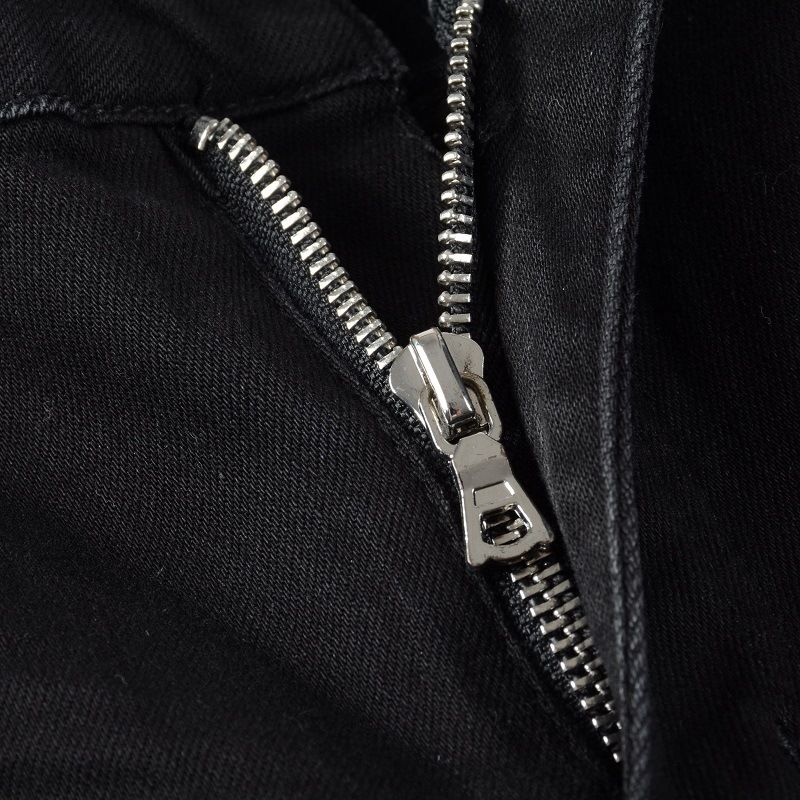 Men's Clothing Washed Cat Whisker Wrinkled Hole Snake Black Elastic Slim Fit Skinny Jeans Jeans_voghion.com