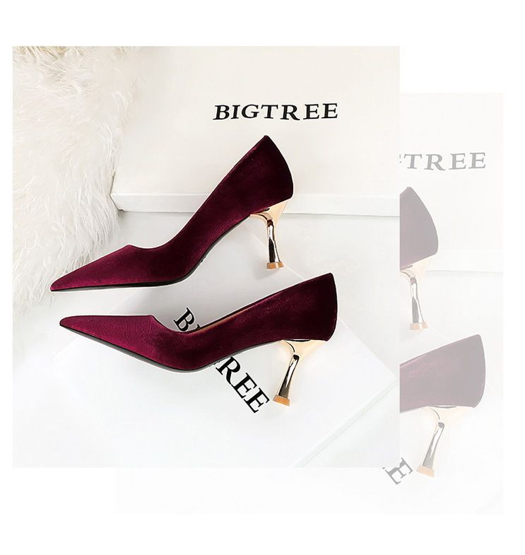 1818-2 Scarpe singole con tacco alto in metallo Xishi, stile banchetto, alla moda e minimaliste, con punta bassa e in camoscio_voghion.com
