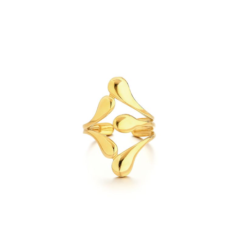 New Personalized Stainless Steel Ring Vacuum Electroplated Gold Pearl Irregular Open Hand Jewelry_voghion.com