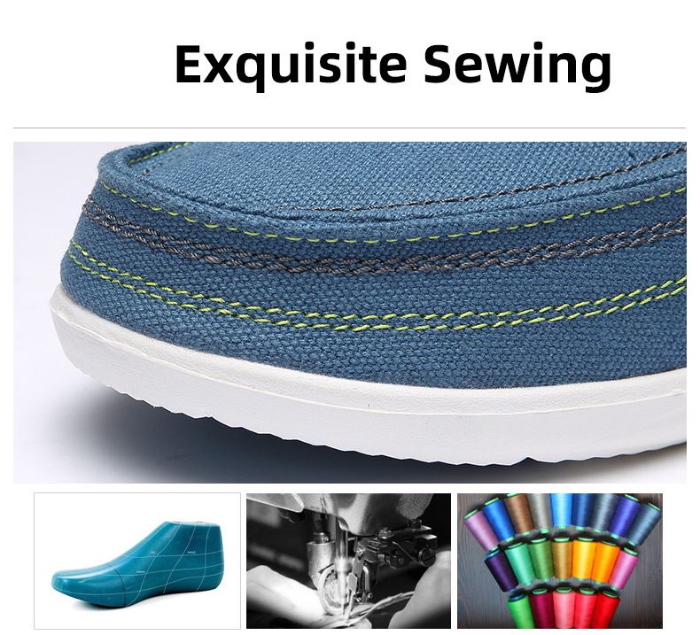 Canvas loafers Spring summer breathable men's casual shoes over feet_voghion.com