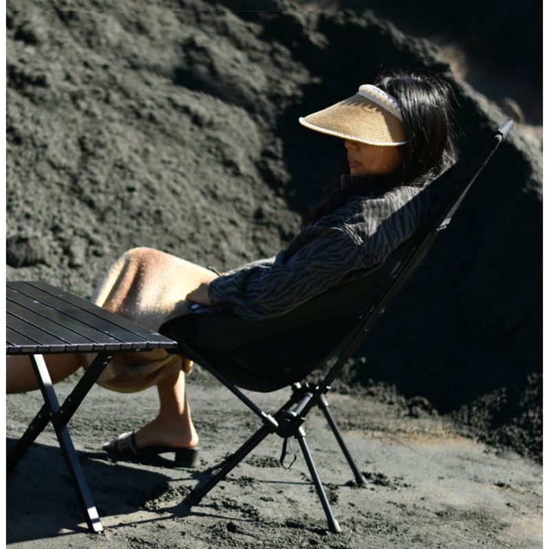 Outdoor Breathable Moon Lightweight Portable Space Folding Chair With Backrest, Fishing Beach Camping Chair, High Back_voghion.com