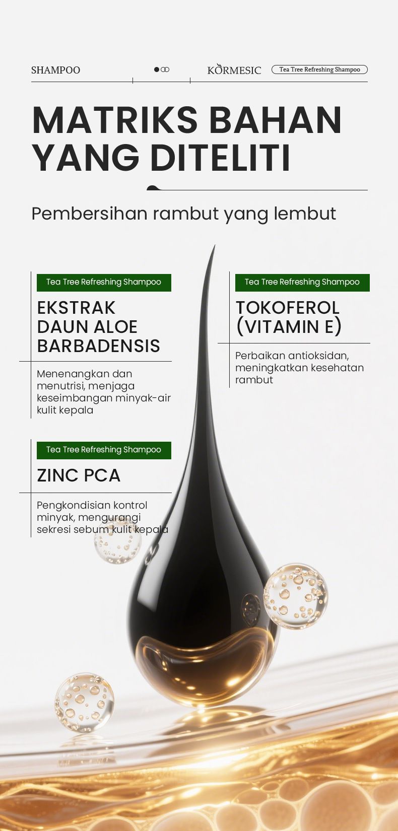 KORMESIC Tea Tree Refreshing Oil Control Shampoo 500ml Shampoo_voghion.com