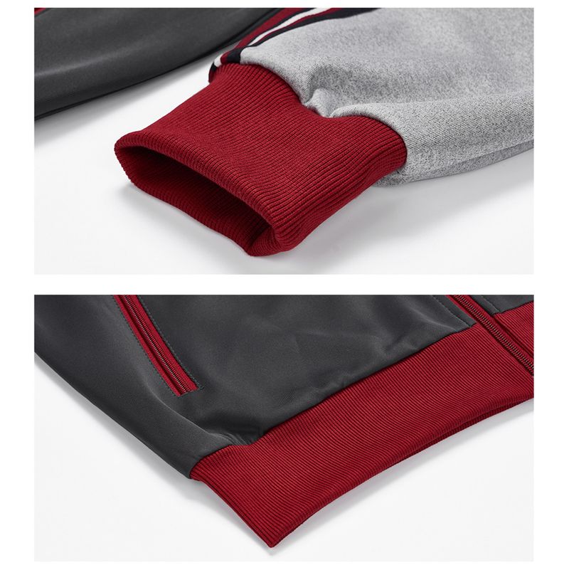 Herrenbekleidung Retro Campus Style Lässiger Zweiteiliger Cartoon-Abzeichen-Strickjacke-Sportanzug_voghion.com