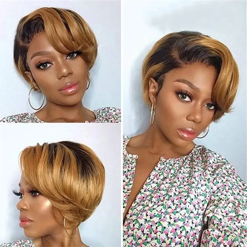 150 Dichte 6 Zoll 13 x 1 T-Teil Spitzenperücke Gerade Kurze Pixie Cut Perücke Remy Echthaarperücken für Frauen_voghion.com