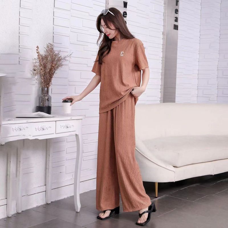 ChicShe Südostasien Cross-Border Chiba Stickerei für Damen Sommer Casual Fashion Set Kurzarm Lange Hose Zweiteilig_voghion.com