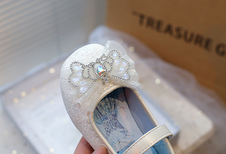 Elsa Crystal Princess 2024 Frühjahr Neue Schleife Kinder Baby Weiche Sohle Kleines Mädchen Wasser Diamant Schuhe_voghion.com
