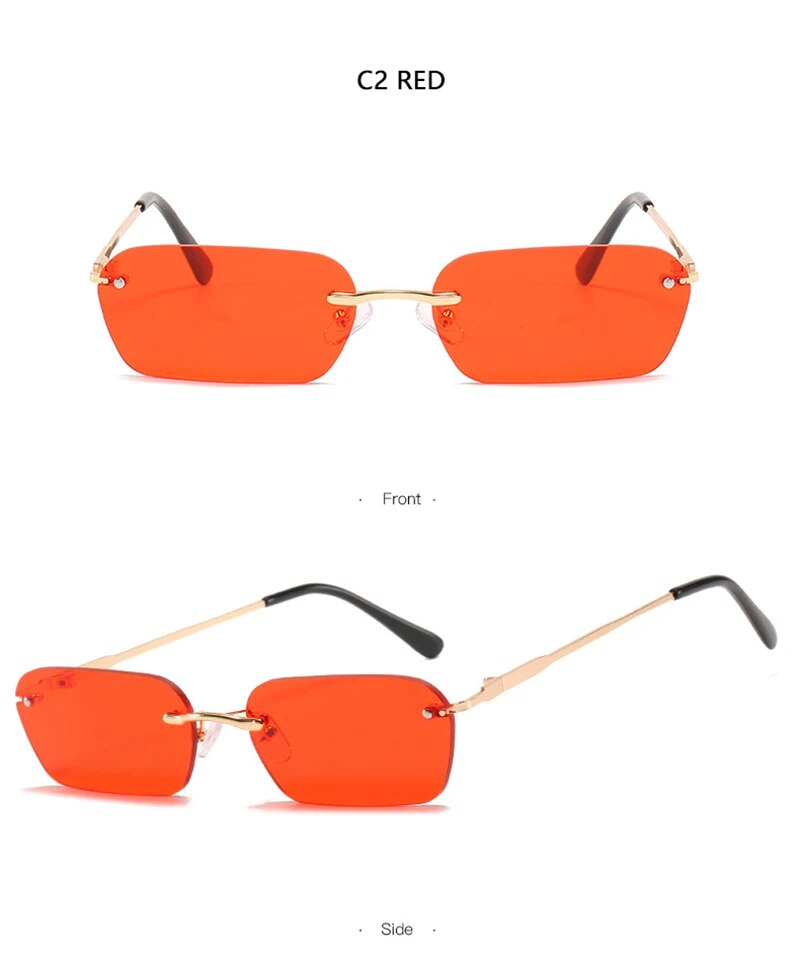 Nouveautés Lunettes de soleil sans monture à la mode pour hommes et femmes Lunettes de soleil classiques légères pour hommes Lunettes rectangulaires sans cadre UV400_voghion.com