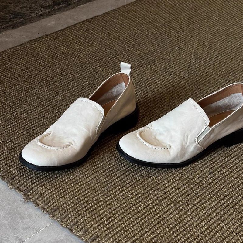 Sheepskin Version~ French Style Elegant Round Toe Chunky Heel Leg-Lengthening Shallow Mouth Single For Women Summer_voghion.com