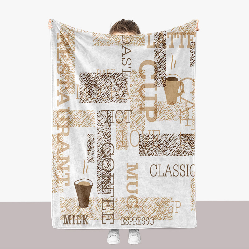 Creative English Graffiti Series Flannel 3D Printed Sofa Thickened Cover Blanket_voghion.com