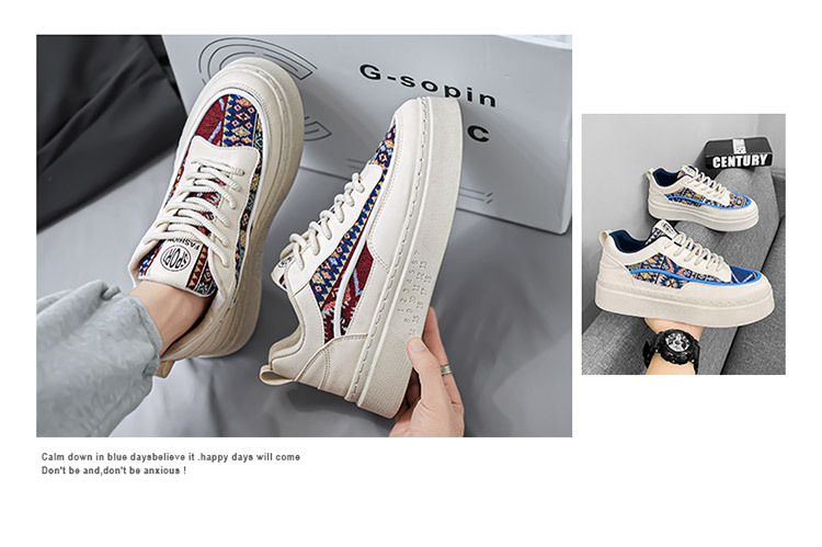 Uudet hengittävät miesten kengät monipuolinen trendikengät niche design alustakengät kangaskengät urheilu rento pienet valkotaulukengät_voghion.com