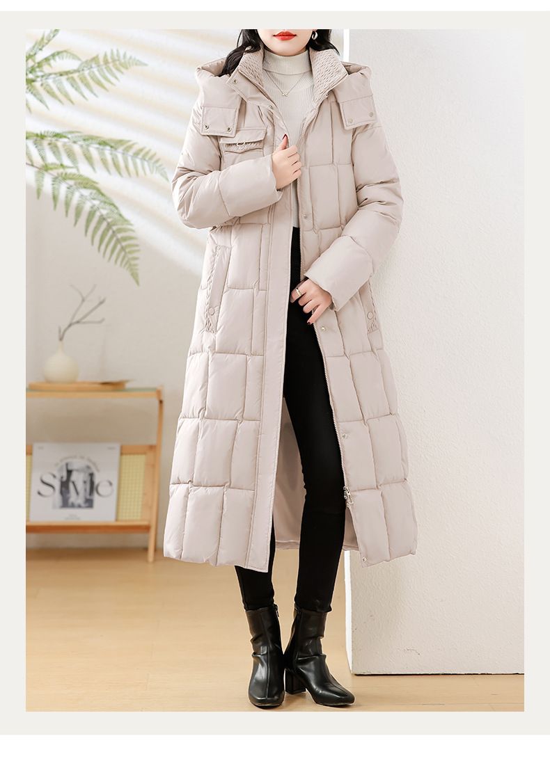 Damenbekleidung Abnehmbare Kapuze Damen Wintermantel - Mittellange Steppjacke mit Kunstpelzbesatz, Slim Fit & Taillengürtel, Übergröße erhältlich_voghion.com