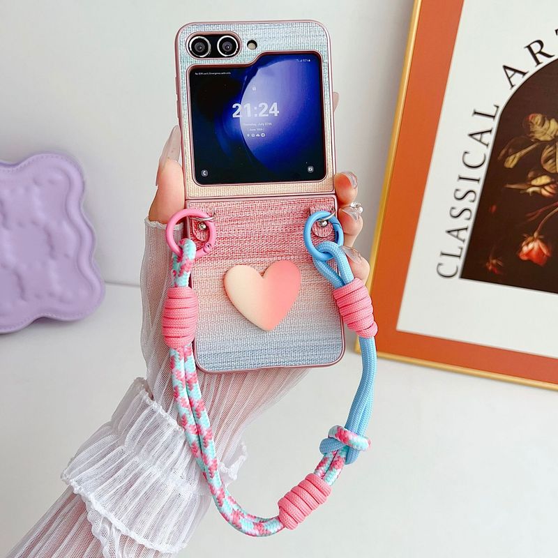 Three-dimensional love small fragrant wind for Samsung zflip5 mobile phone case new zflip3/4 folding screen saver sheath_voghion.com