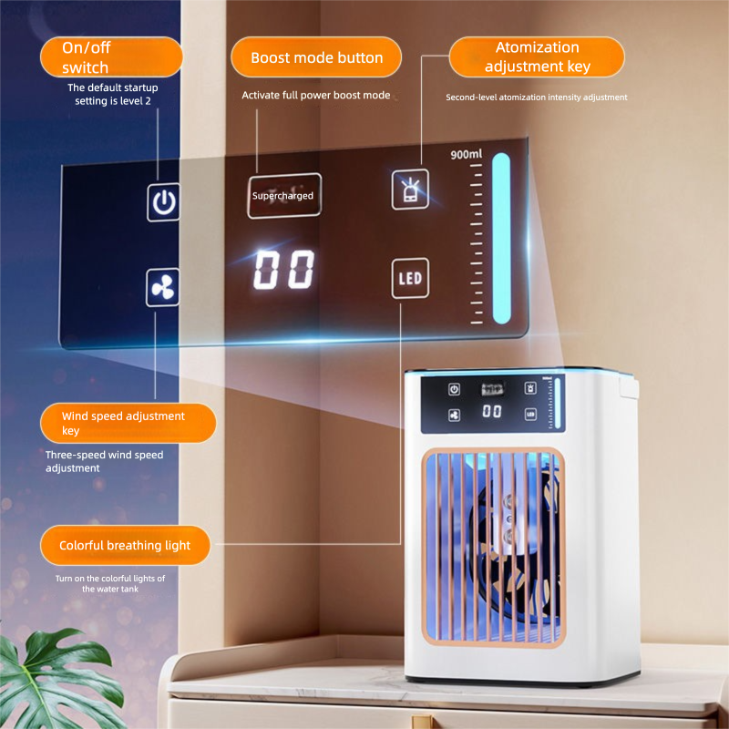 Smart Conditioning Spray Electric Fan Mobile Mini Air Conditioner Household Bedroom Small Cooling Machine_voghion.com