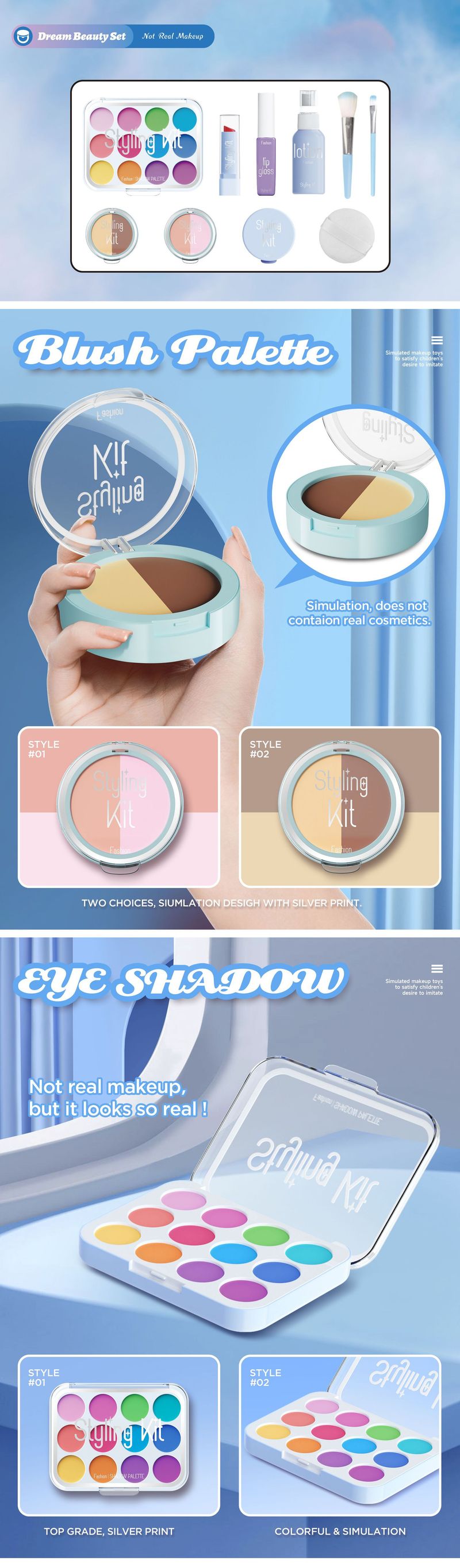 Make-up-Spielzeugset für Mädchen zum Rollenspiel. Ungiftiges und sicheres Kosmetikset für Kinder mit Spiegel, Lippenstift und Nagellack. Perfektes Geburtstagsgeschenk für 4- bis 6-Jährige._voghion.com