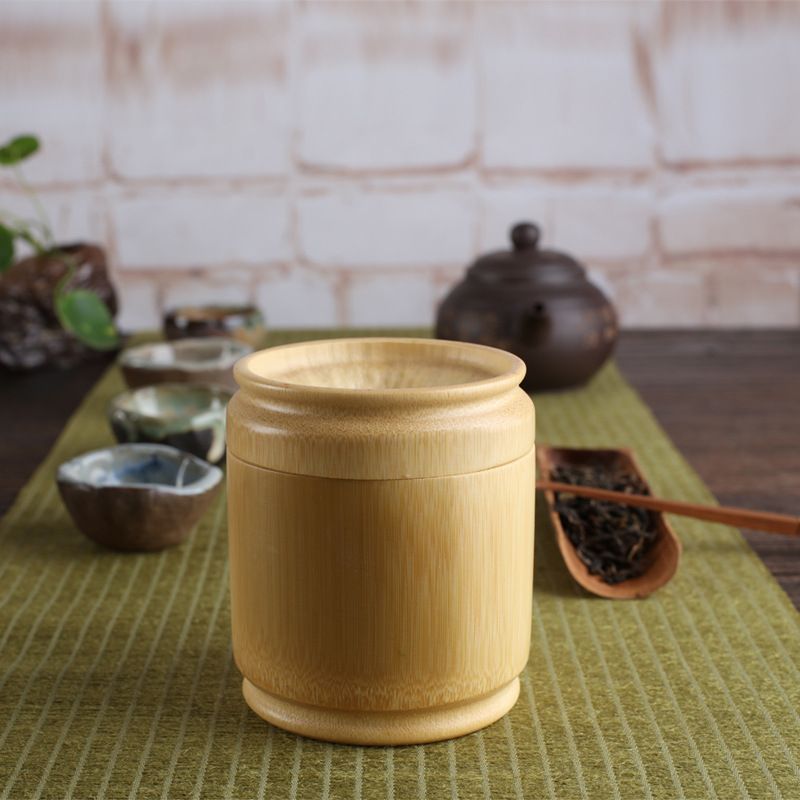 Bamboo Tea Container Box  Portable Wake Up Tea Box Travel Food Storage Candy Jar  for Tea Coffee Beans Nuts Spices_voghion.com