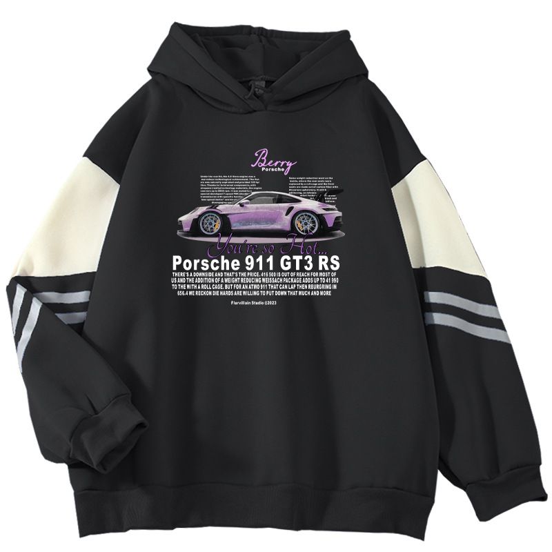 Felpa da uomo in stile americano con blocchi di colore, pullover ampio con stampa di auto sportive di bacche, capospalla alla moda_voghion.com