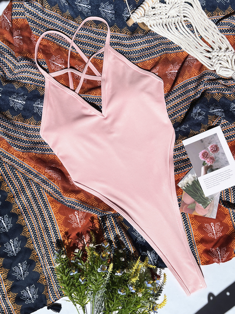 one-piece Swimsuit Solid Color Bikini Swimsuit Women's Swimsuit Thong Bikini_voghion.com